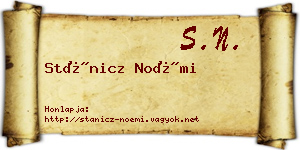 Stánicz Noémi névjegykártya