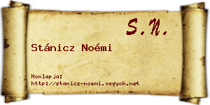 Stánicz Noémi névjegykártya